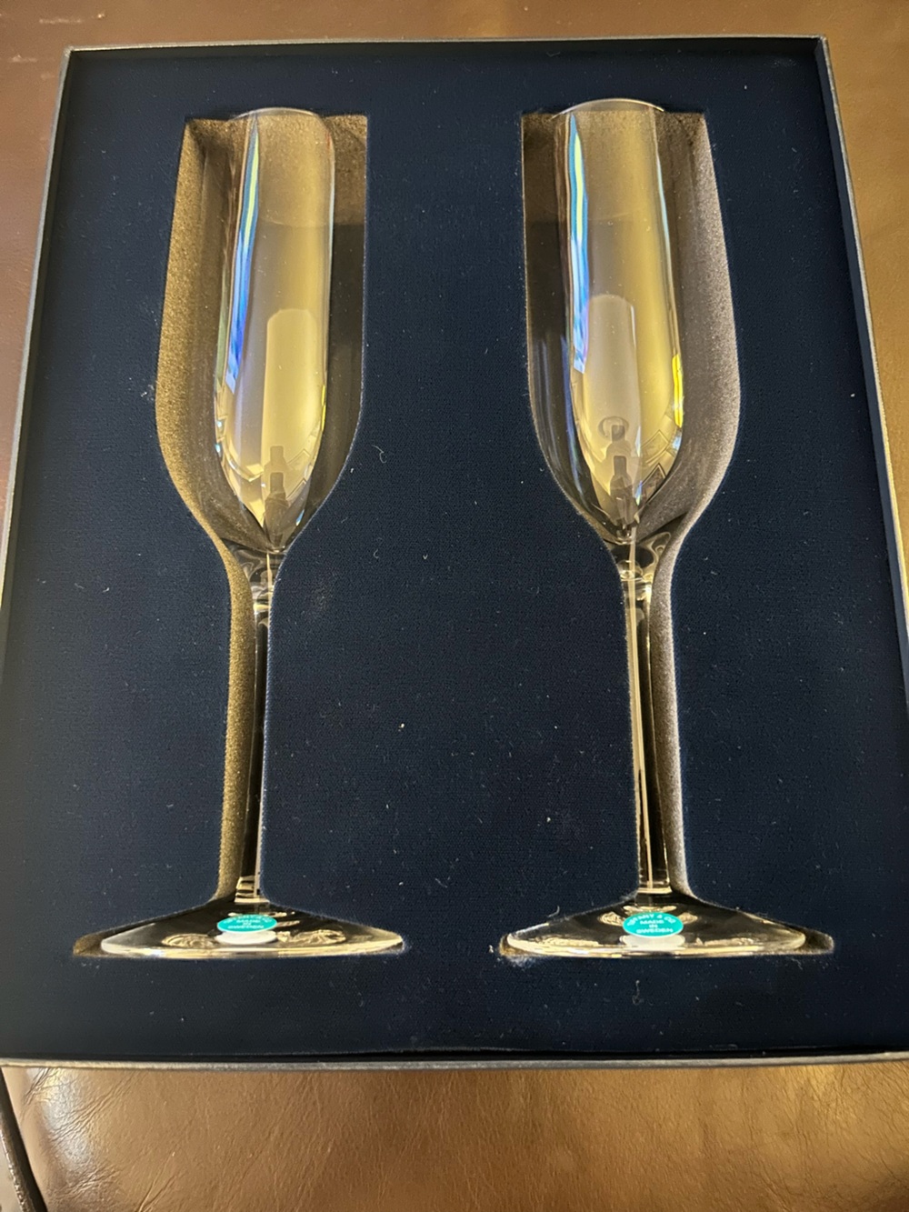 Tiffany & Co. Crystal Champagne Flutes Set of 2-Original Presentation Box